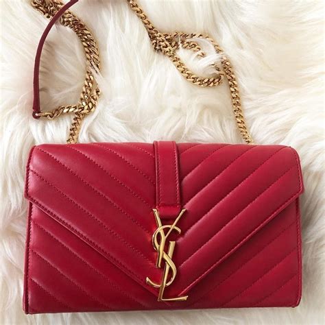 ysl small red bag|YSL Bag red interior.